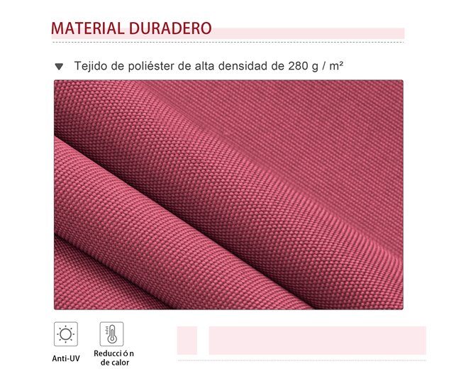 Toldo Manual Plegable Poliéster, Metal Outsunny 395x245 Rojo