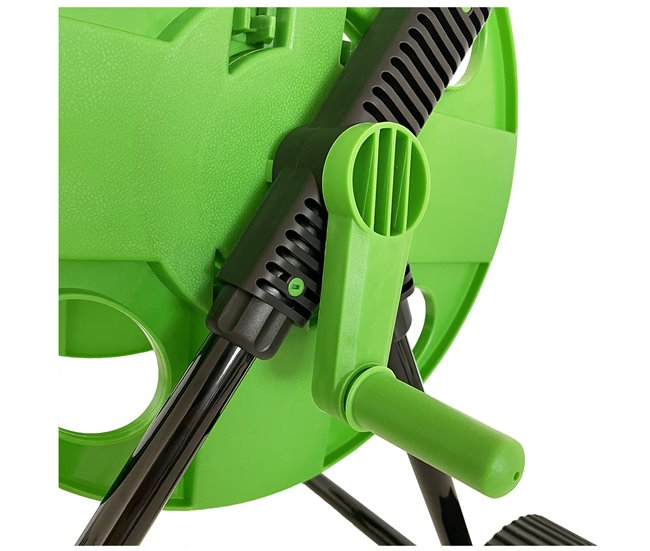 Acomoda Textil – Carro Portamangueras con Ruedas y Conector. Negro/ Verde