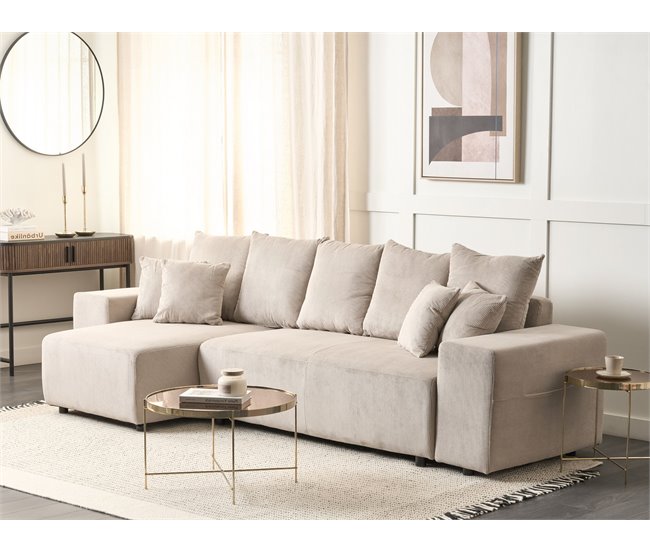 Beliani Sofá esquinero Pana LUSPA Beige