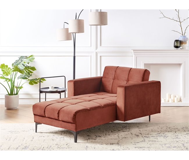 Beliani Chaise longue Terciopelo ALNES Rojo