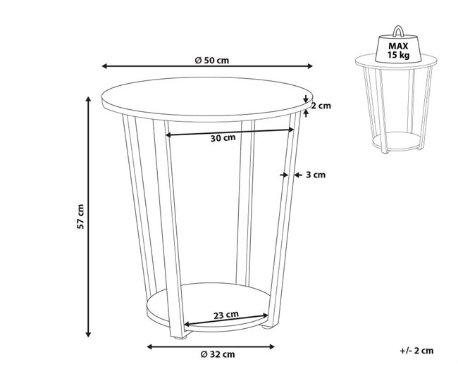 Beliani Mesa de centro ORICK 50x50 Marron