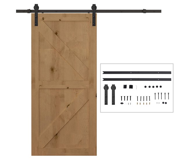 Kit de Accesorios para Puerta Corredera Acero de carbono HOMCOM 37 Negro