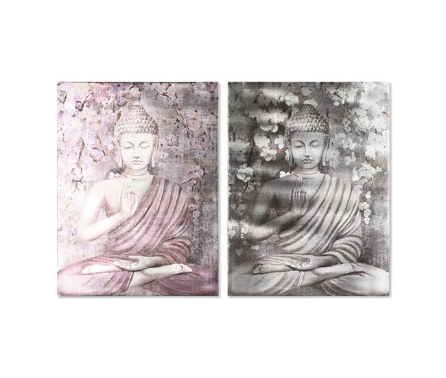 Conforama Cuadro Home ESPRIT Buda Oriental 60 x 2 7 x 80 cm (2 Unidades)