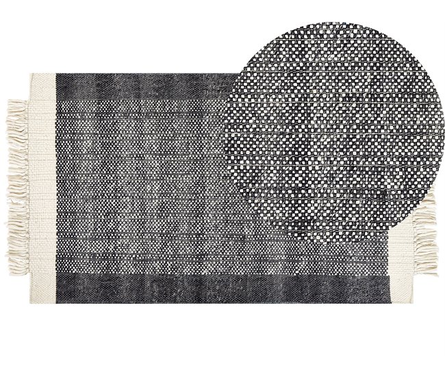 Beliani Alfombra de pelo corto ATLANTI 80x150 Blanco/ Beige