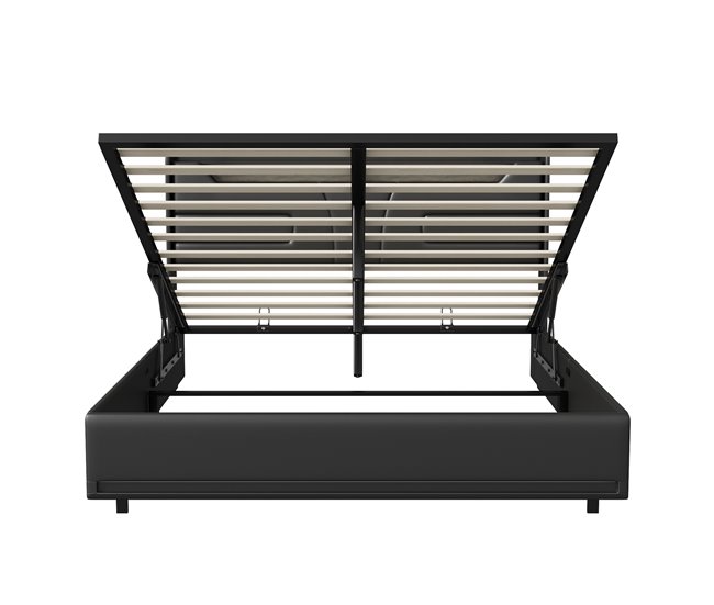 Cama, USB, LED, cama doble, cama funcional 143x211 Negro