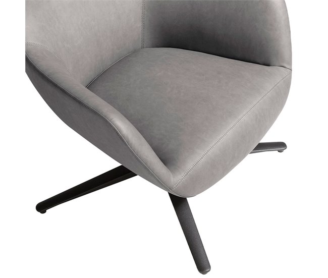 Sillón giratorio polipiel y acero Gris Oscuro