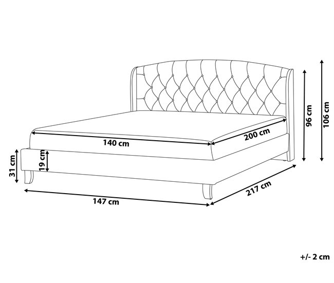 Beliani Cama con somier Poliéster BORDEAUX 147x217 Beige