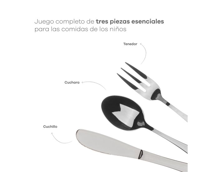 Set de 3 Cubiertos infantiles MUNICH Bergner Plateado