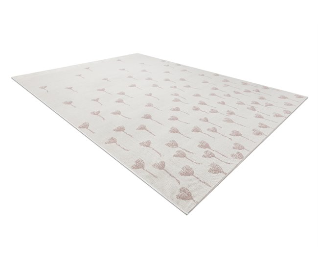 Alfombra de cuerda sisal FLAT Flores 160x230 Crema