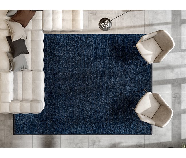 Alfombra FLORENCE 24021 glamour tejido plano flecos 135x190 Azul