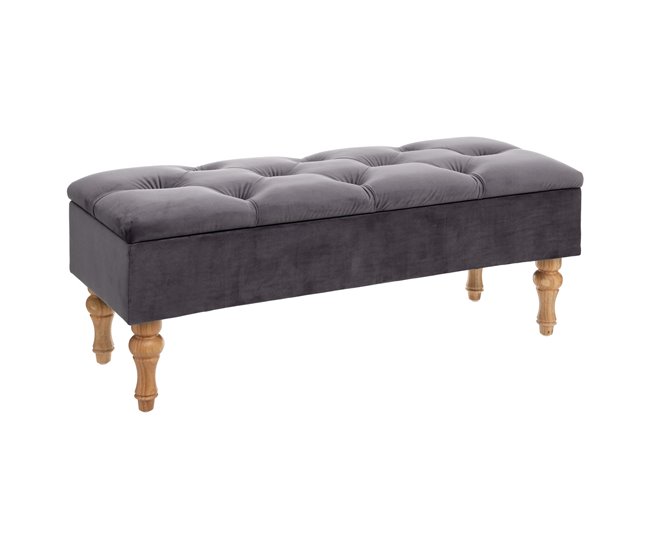 Banco Cofre de terciopelo 102x38 Gris