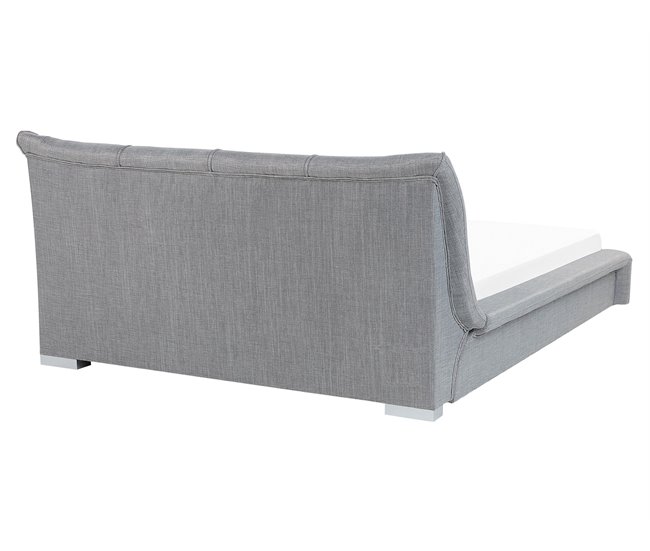 Beliani Cama de agua Piel NANTES 188x237 Gris Claro