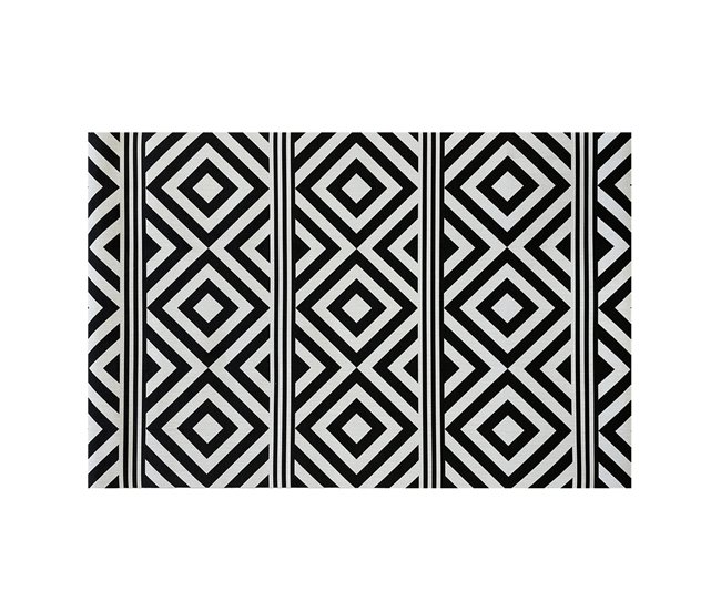 Acomoda Textil – Alfombra Vinílica Hidráulica para Hogar. 160x230 Blanco/ Negro