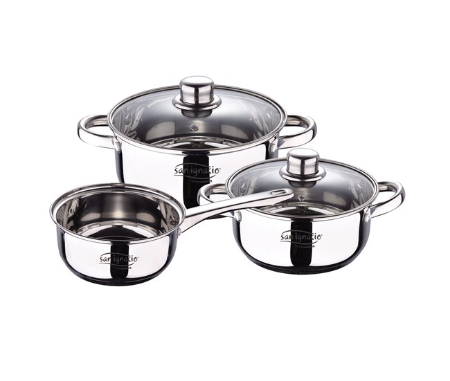 Bateria de cocina 5 piezas + sartenes Cromo
