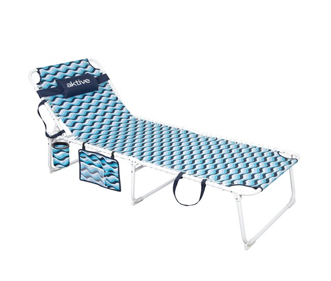 Aktive Tumbona plegable de playa reclinable en 4 posiciones Azul
