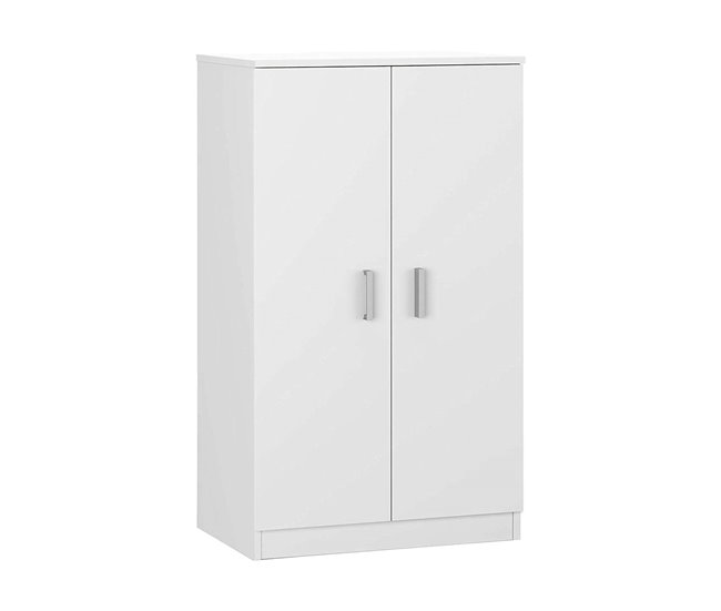 Armario multiusos 2 puertas efecto madera Blanco