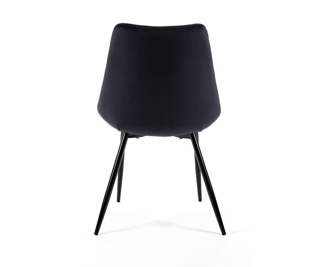 4x Silla tapizada capitoné de terciopelo SJ.0488 Negro