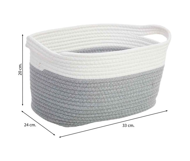 Cesto trenzado de cuerda de algodón Gris