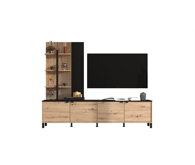 Compacto tv 208 cm negro y roble BELGRADO Negro/ Madera