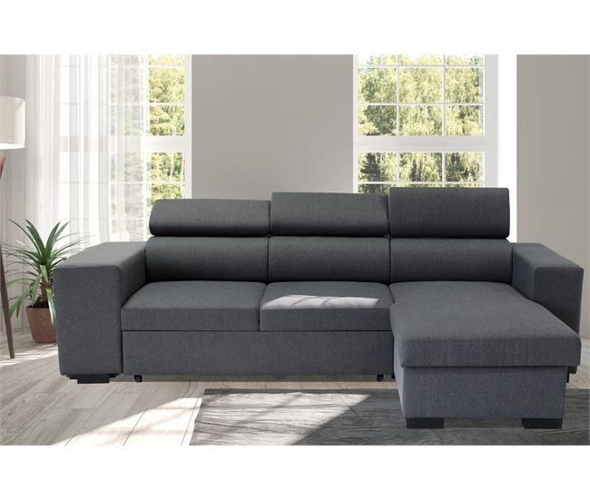 Chaise longue con cama NORWAY reversible 3 plazas gris Gris