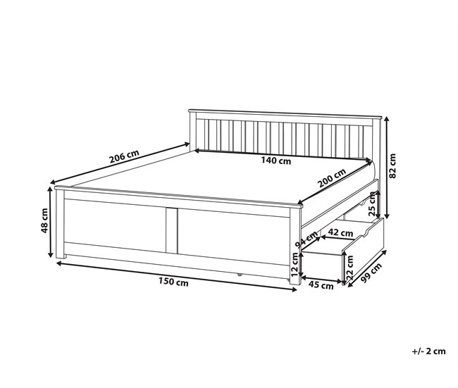 Beliani Cama con cajones Madera de pino OLENDON 150x206 Madera Clara