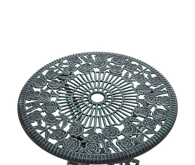 [casa.pro] Set bistro aluminio fundido mesa + 2 sillas Blanco