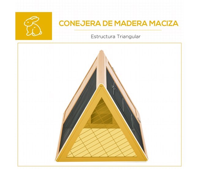 Jaula para Conejos Madera de Abeto, Metal PawHut Marron