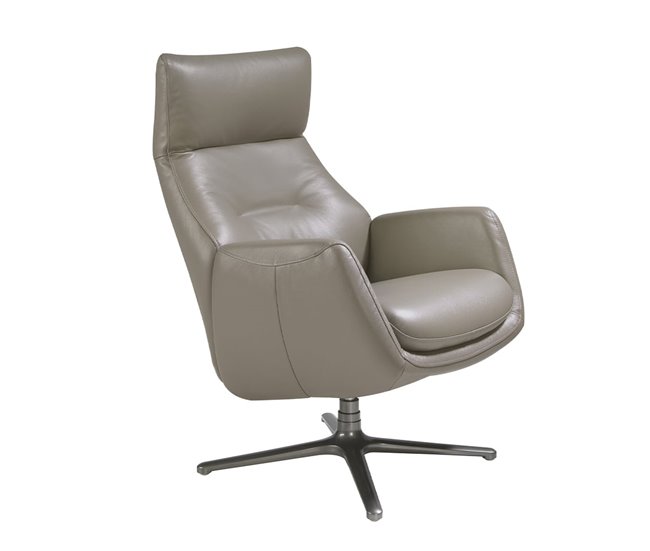 ANGEL CERDA Sillón giratorio reclinable piel gris oscuro Gris