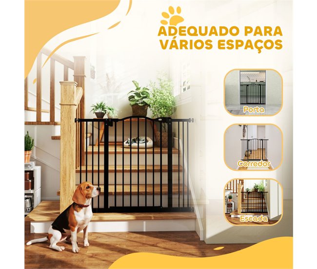 Barrera de Seguridad Metal, Plástico PawHut Negro