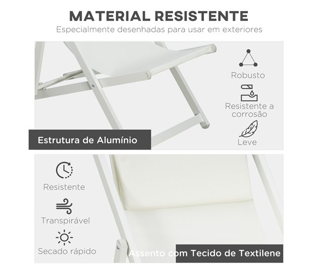 Conjunto de 2 Tumbonas Aluminio, Texteline Outsunny Gris Claro