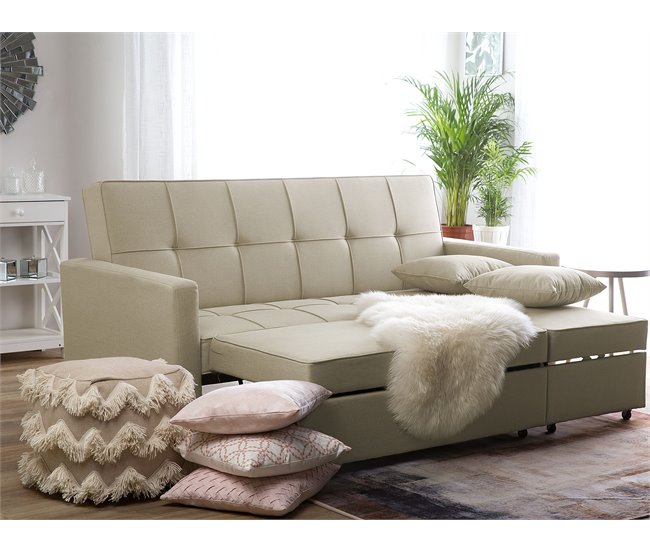 Beliani Sofá cama Poliéster GLOMMA Beige