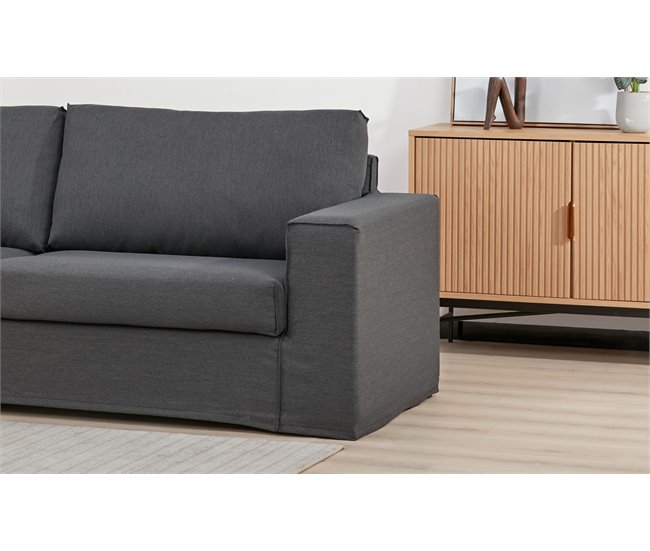 Sofá 3 plazas fijo JUNO desenfundable Gris Oscuro