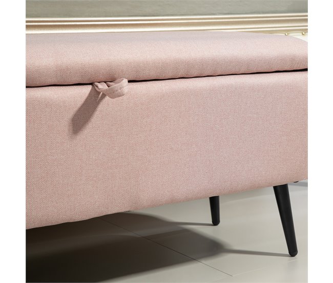 Banco de Almacenaje Poliéster, Espuma HOMCOM Rosa