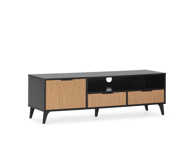 Mueble TV Denis 1 puerta y 2 cajones Negro