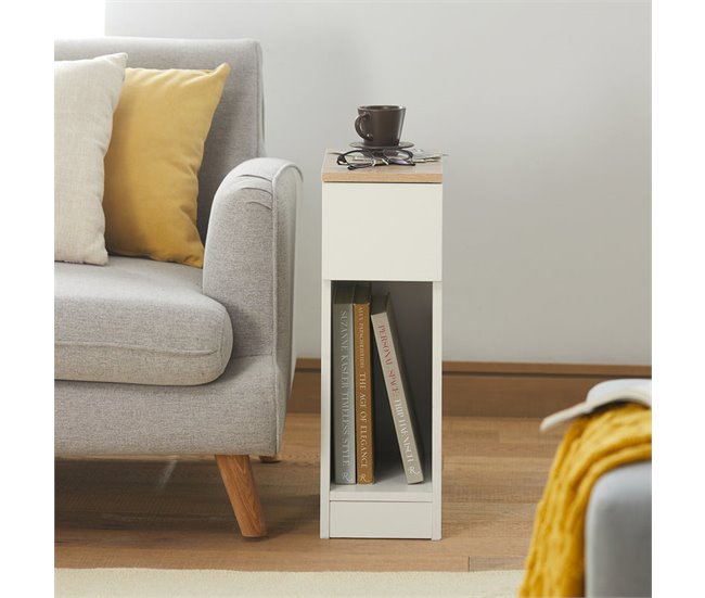 Set de 2 Mesas auxiliares con 1 cajón negro FBT111 SoBuy 20 Natural