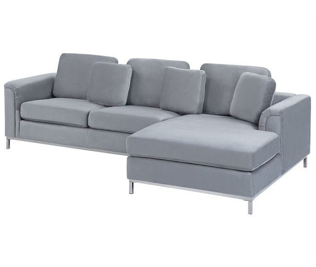 Beliani Sofá esquinero Terciopelo OSLO Gris