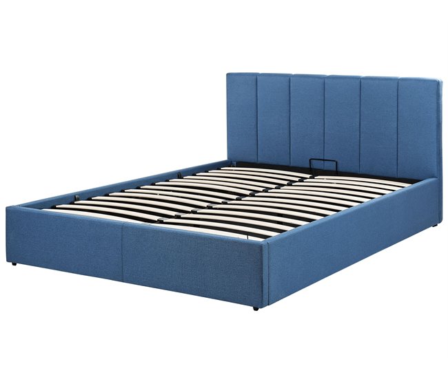 Beliani Cama con somier Poliéster DREUX 151x214 Azul