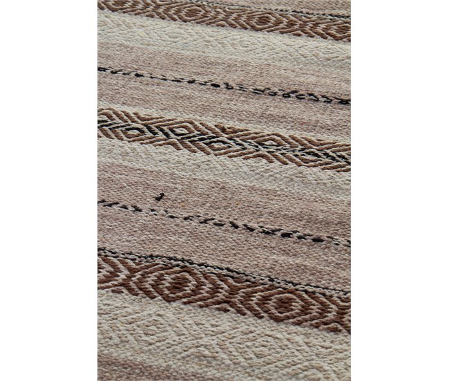 Alfombra de algodón a rayas 120x60 Marron