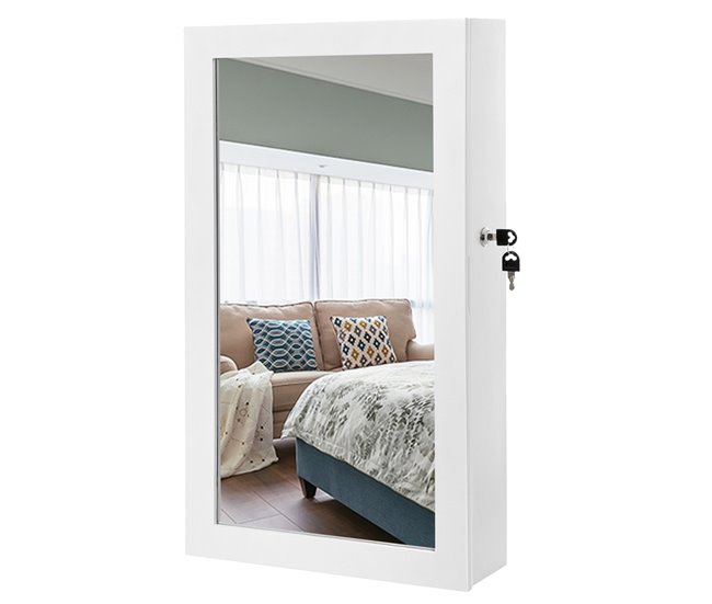 Armario de joyas de pared Blanco