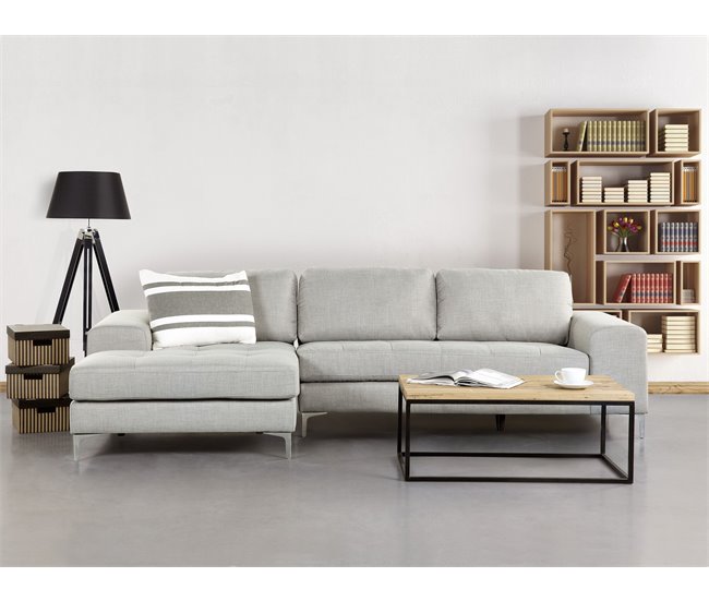Beliani Sofá esquinero Poliéster KIRUNA Gris Claro