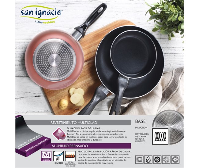 Bateria 7pcs : Cazo sin tapa + Cacerolas con tapa Multicolor