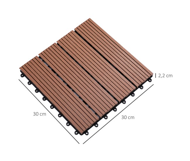 Baldosas de Exterior HDPE Outsunny Marron