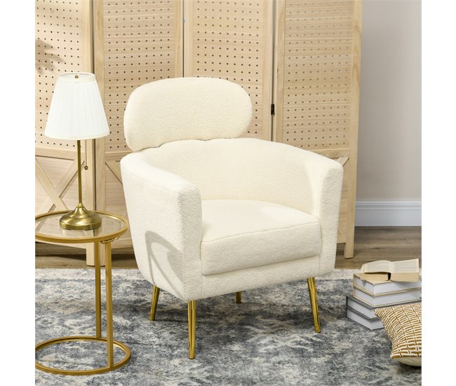 Sillón de Salón Poliéster, Metal HOMCOM, hogar - muebles de salón Crudo