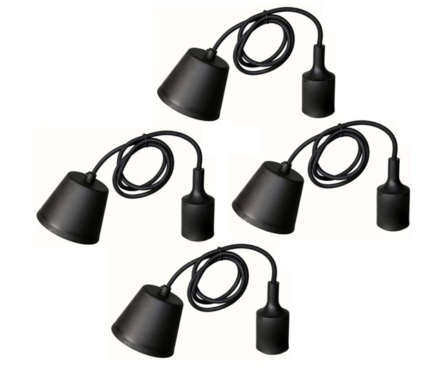 Pack 2 Pendel Cordon Silicona para Bombilla E27 Negro