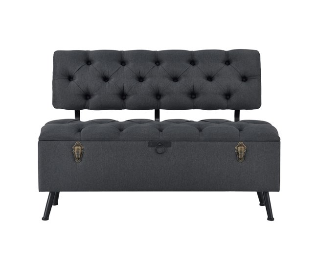 Banco Malmöhus con almacenamiento tapizado metal/poliéster Gris Oscuro