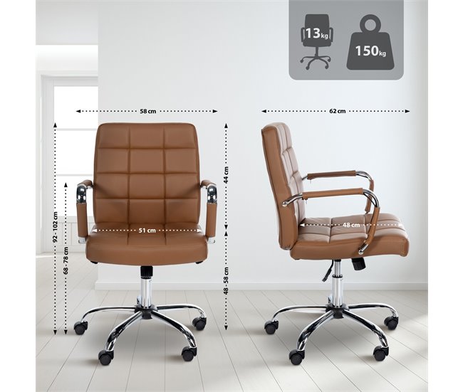 Silla de oficina - Ashland - Simil cuero Marron Claro