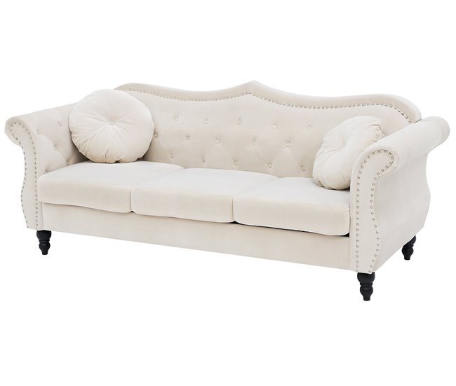 Beliani Sofá de 3 plazas Terciopelo SKIEN Beige