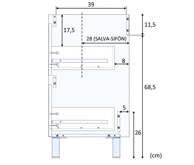 Mueble baño Devin 2 cajones, espejo y lavabo PMMA, Nordik Madera