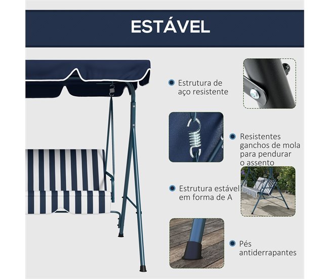 Columpio de Jardín Acero Poliéster Azul