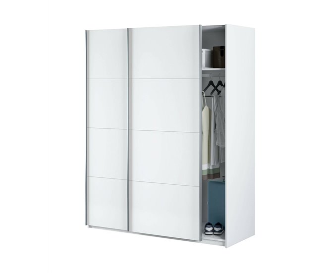 Armario 2 puertas efecto madera 150 Blanco Brillo